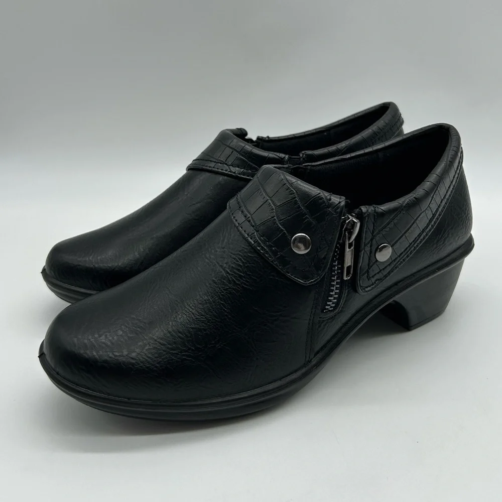 Easy Street Darcy Black Croc Comfort Wave Women’s Loafers Size 10M New With Box